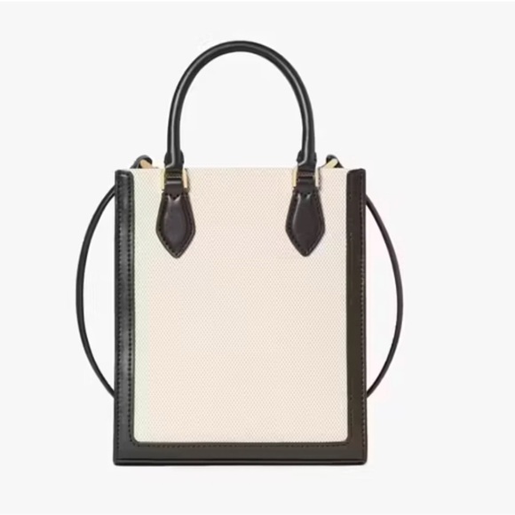 NWT KATE SPADE ELLIE MINI CANVAS  TOTE / CROSSBODY BLACK KK235 - Picture 6 of 9